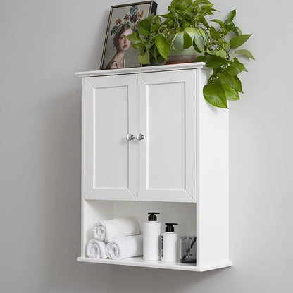 White Bathroom Wall Cabinet Over The Toilet Storage Cabinet, 24x30 Inch Wood - Image 7