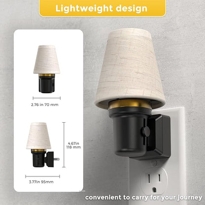 L LOHAS LED Night Lights Plug into Wall, Linen Fabric Round Platform Decor - Image 4