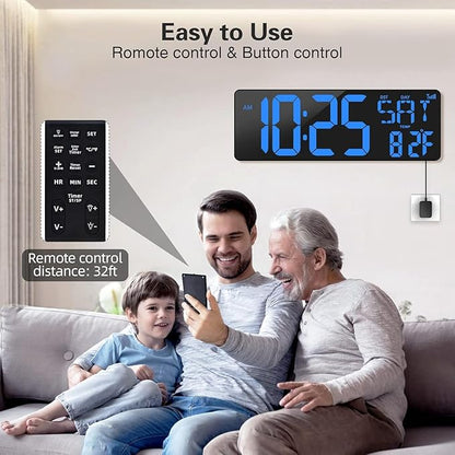 XREXS Large Digital Wall Clock WiFi Sync, 16.5 in Large Display Wall Clock - Image 4