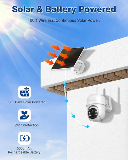 Septekon 360°PTZ Security Cameras Wireless Outdoor 2 Pack, 2K Solar Battery - Image 3