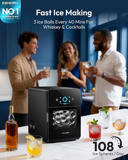 EUHOMY 2.4" Ice Ball Maker Countertop, Self-Cleaning Sphere Ice Maker Machine - Image 2