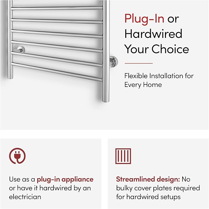 Heated Towel Rack, 10-Bar Wall-Mounted Electric Towel Warmer, Polished - Image 12