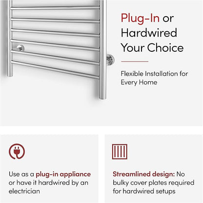 Heated Towel Rack, 10-Bar Wall-Mounted Electric Towel Warmer, Polished - Image 12