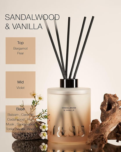 M&SENSE Sandalwood & Vanilla Reed Diffuser Set - Image 2