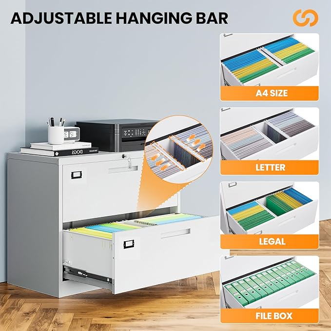 2 Drawer File Cabinets for Home Office, Metal Filing Cabinet - Image 5