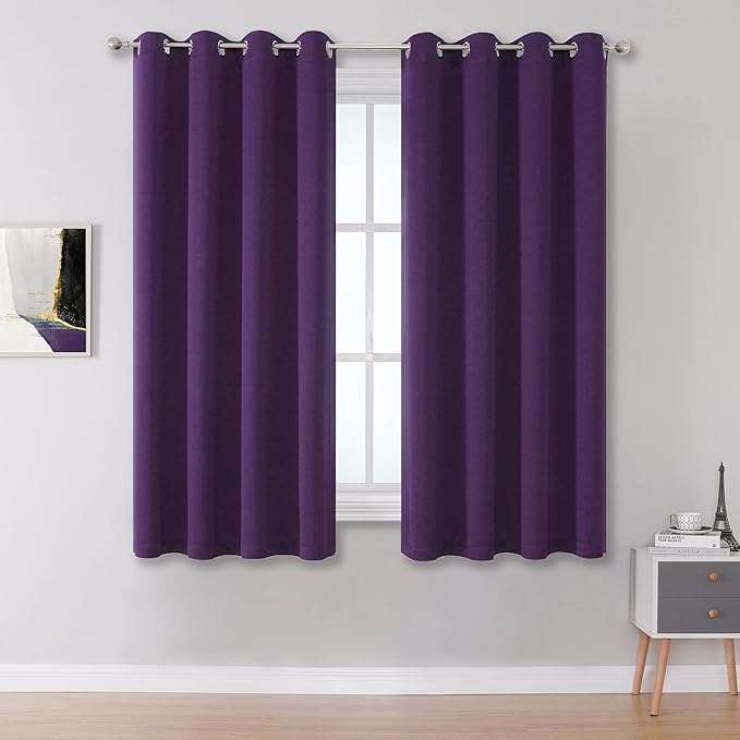 DUALIFE Dark Purple Blackout Curtain Panels by DUALIFE