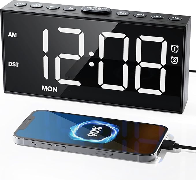Alarm Clock for Bedroom Heavy Sleepers, Dual Alarms, Weekday/Weekend/Everyday by Roxicosly