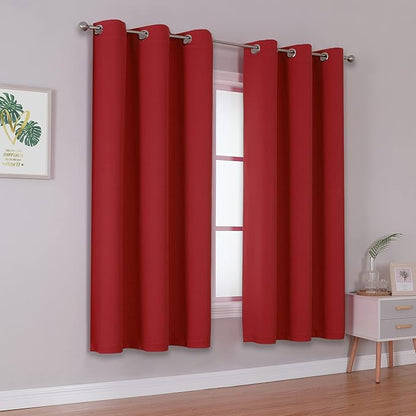 DUALIFE Red Blackout Curtains for Bedroom 54 Inch Length Room Darkening Thermal - Image 2