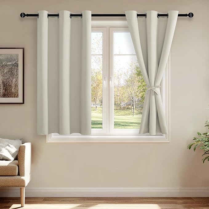 JIUZHEN Ivory Blackout Curtains by JIUZHEN