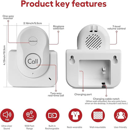 Hosmart Intercoms Wireless for Home, 2024 New Rechargeable Full Duplex - Image 2