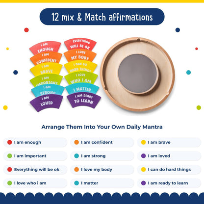 Confidence Building Mirror – Positive Affirmation Toy for Kids | Mix & Match 12 Uplifting Statements | Emotional Development & Self-Esteem Tool | Ages 3 and Up