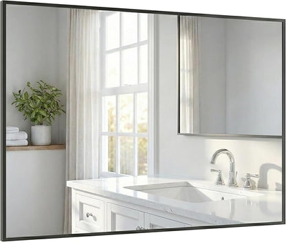 48''x36'' Extra Large Black Bathroom Mirror, Metal Framed Vanity Mirror by Pocetry