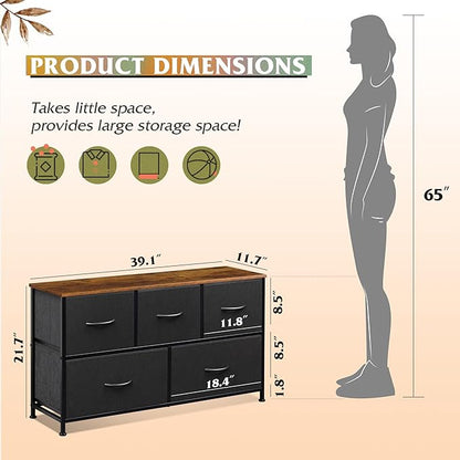 WLIVE Dresser for Bedroom with 5 Drawers, Wide Chest of Drawers, Fabric Dresser - Image 3