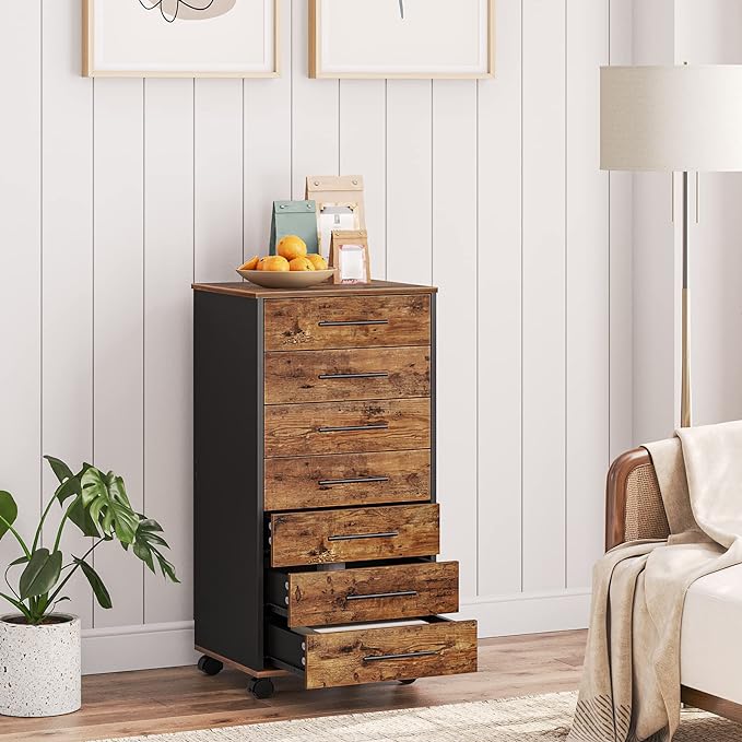 HOOBRO 7-Drawer File Cabinet, Wooden Office Cabinet - Image 6