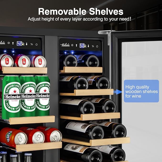 24 Inch Upgraded Wine and Beverage Refrigerator– Dual Zone Beverage Cooler - Image 6