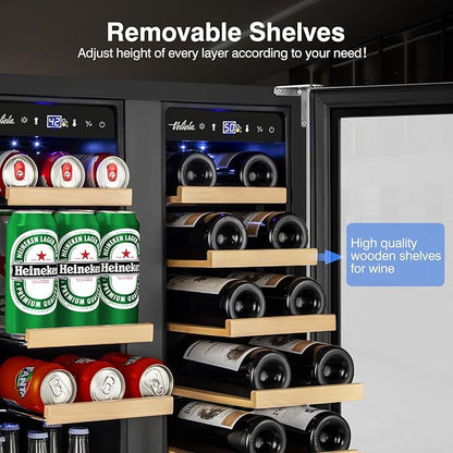 24 Inch Upgraded Wine and Beverage Refrigerator– Dual Zone Beverage Cooler - Image 6