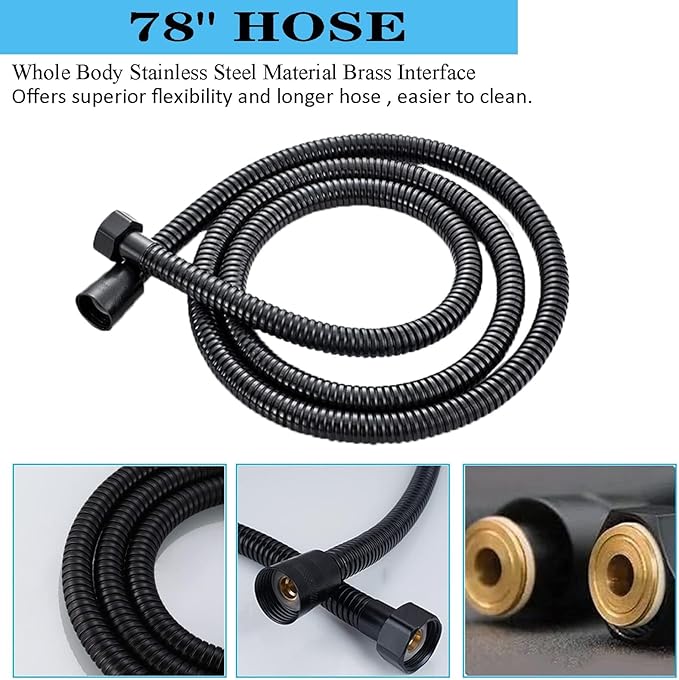 6'' Square High Pressure Rain Black Shower Heads - Image 7