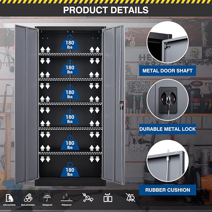 71” Tall Metal Storage Cabinet- Steel File Cabinets - Image 4