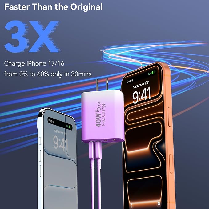 USB C Wall Fast Charger Block, 40W 4-Port Type C Chargers Fast Charging Blocks - Image 5