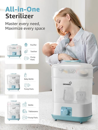 Grownsy Adjustable 4 in 1 Large Bottle Sterilizer and Dryer, 8 Bottles Capacity - Image 3
