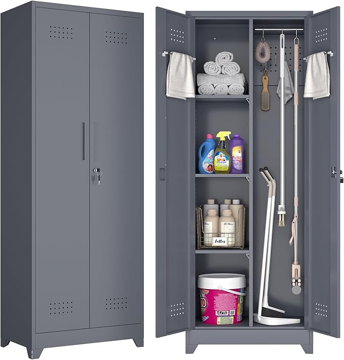 GREATMEET Broom Closet, Broom Closet Cabinet by GREATMEET