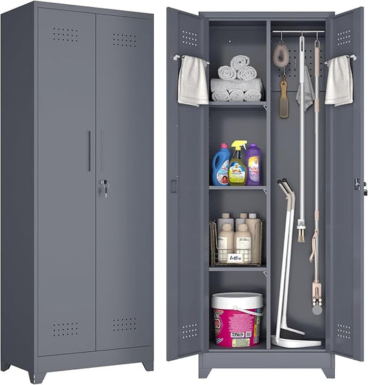 GREATMEET Broom Closet, Broom Closet Cabinet by GREATMEET