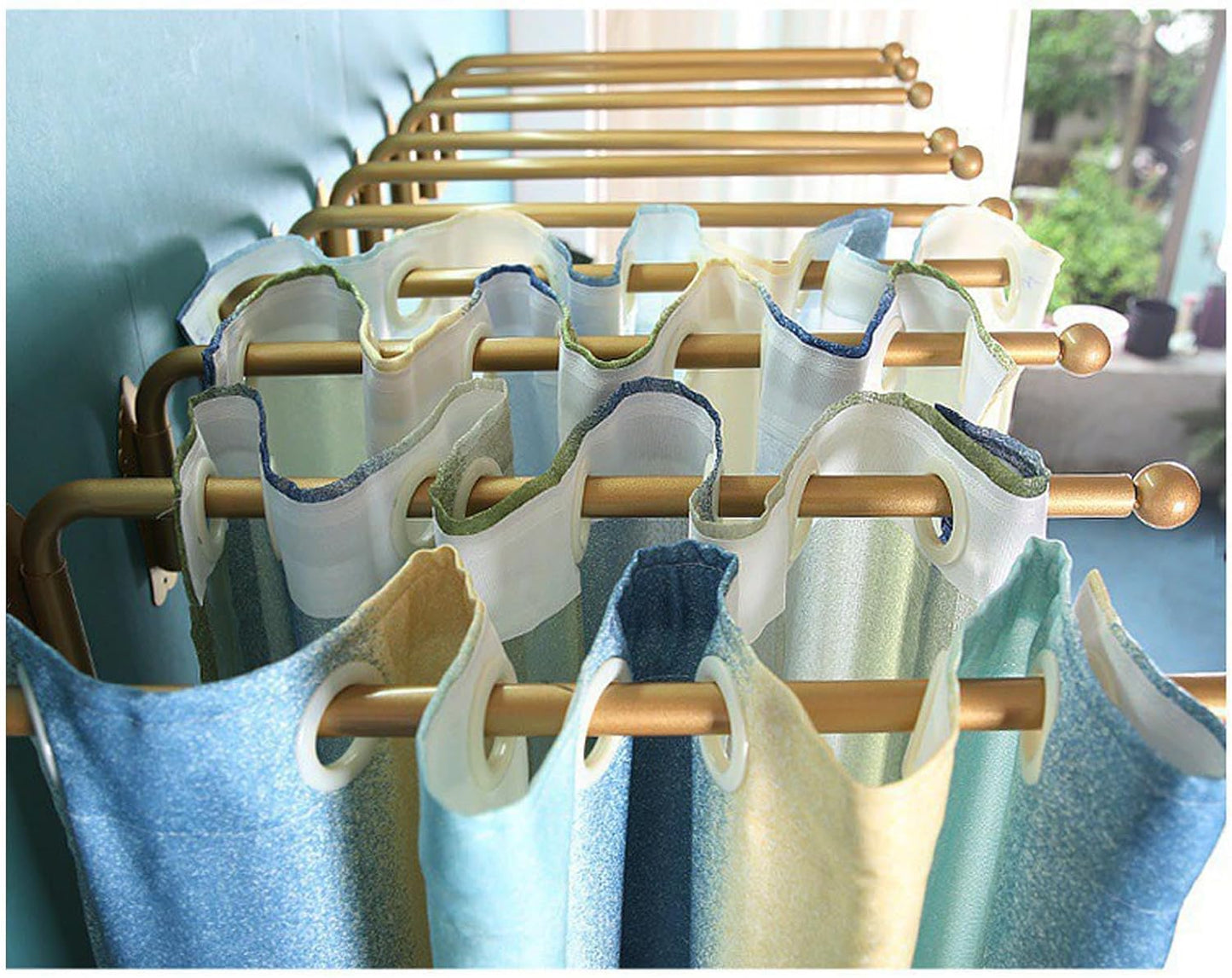 Gold Swing Arm Curtain Rod 47in, Adjustable Insulated Window Display Stand, Side Panels Holder for Home Decor, Perfect for Front Door Curtains, Stylish & Functional