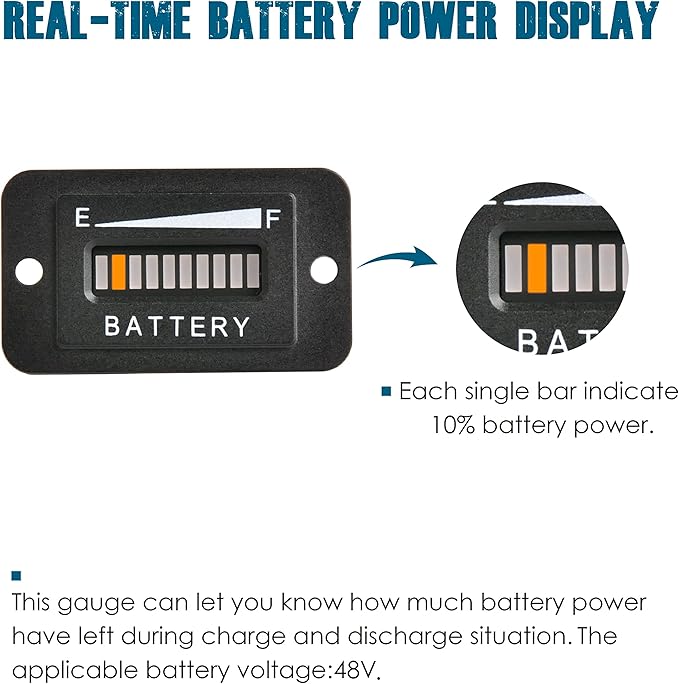 Runleader 48V LED Battery Level Indicator, Programmable Battery Charge Meter - Image 2