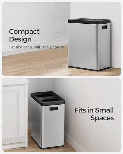 SONGMICS 2 x 6.6 Gallon Open Top Trash Can, Dual Compartment Garbage Can - Image 3
