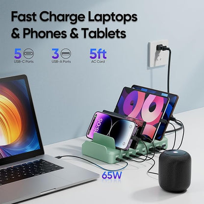 300W Charging Station for Multiple Devices, 8 Port Multi USB C Fast Charger - Image 2