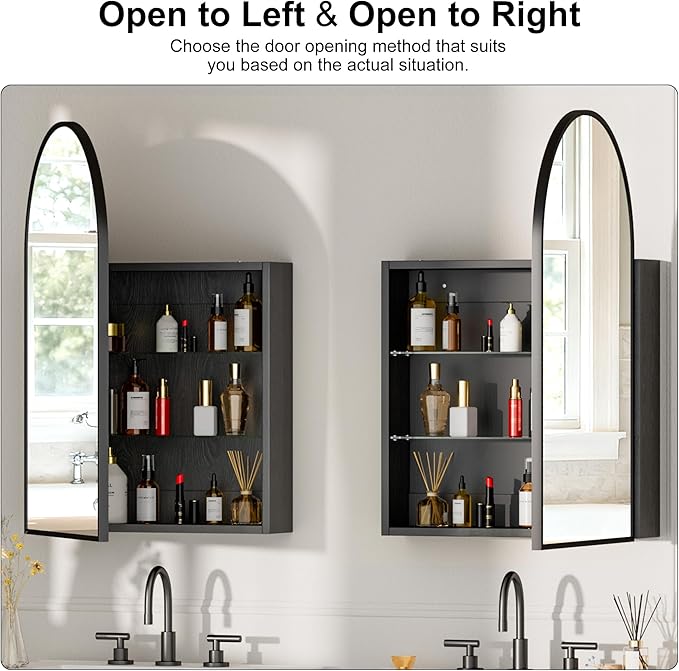 Brushed Black Arched Medicine Cabinet - Image 3