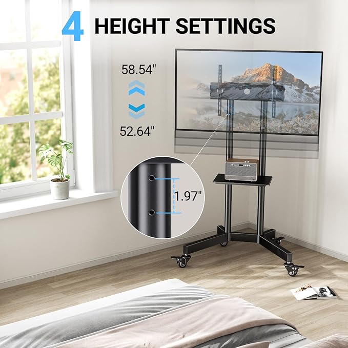 PERLESMITH Rolling TV Stand - Image 6