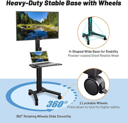 AW Rolling TV Stand Mobile TV Cart Height Adjustable - Image 5