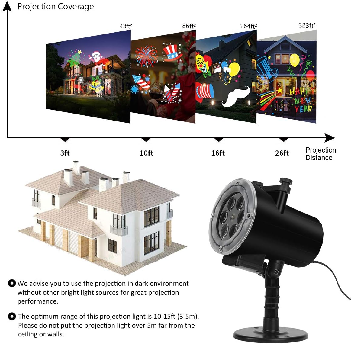 Halloween Christmas Projector Lights, Led Holiday Projector Light with 16pc S...
