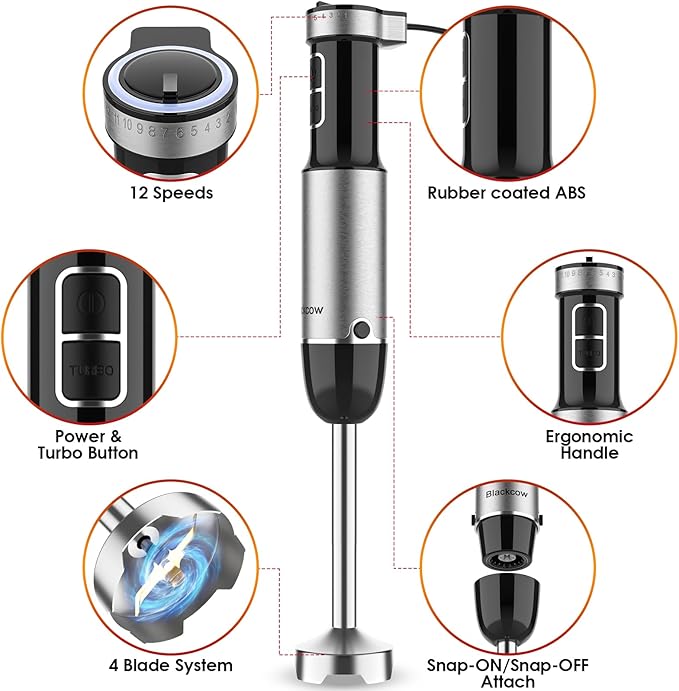Immersion Blender Handheld for Kitchen, Emulsion Blender Handheld - Image 2