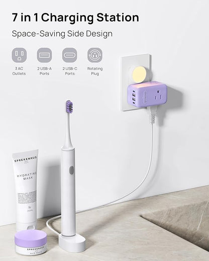 TROND Multi Plug Wall Outlet, 3 AC Outlet Extender - Image 2