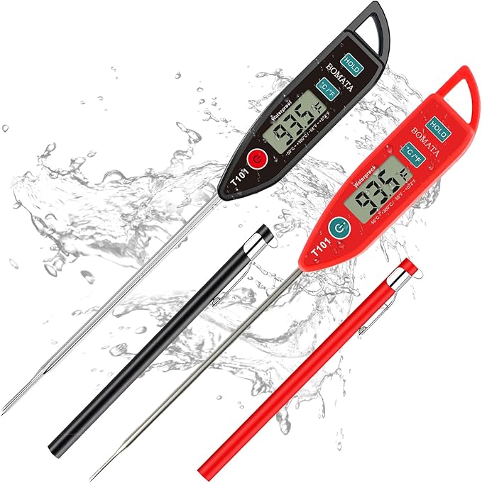 BOMATA 2 Pack Waterproof IPX7 Meat Thermometer Instant Read Food Thermometer by BOMATA