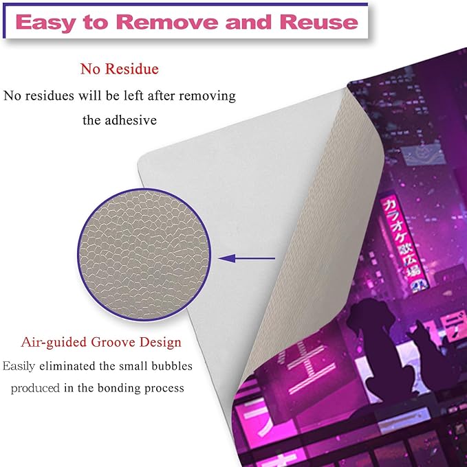 Laptop Skin Sticker Decal, Waterproof Removable, Neon Purple Sign City - Image 5