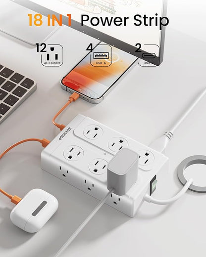 Zoxwzop Surge Protector Power Strip – 10FT Extension Cord - Image 2