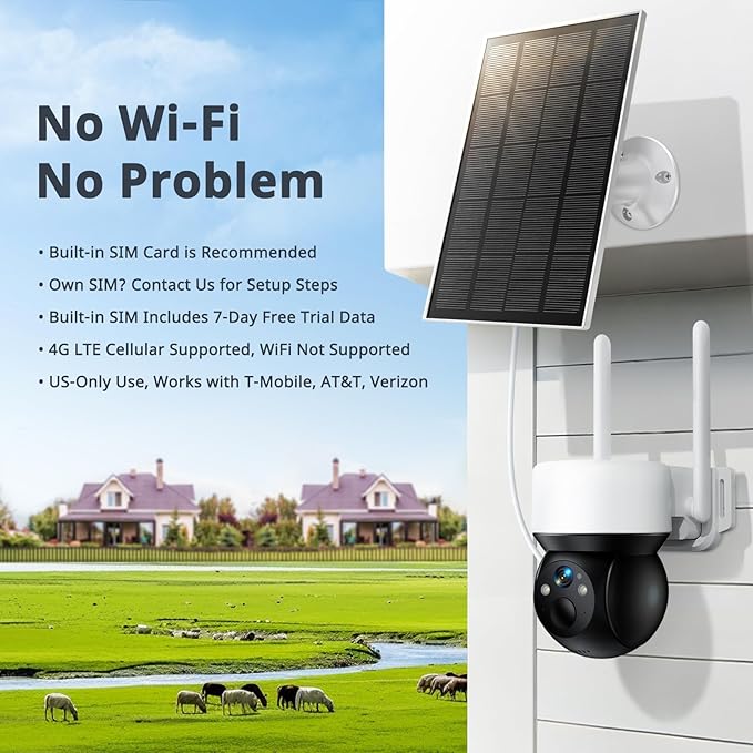 YOTON 4G LTE Cellular Solar Security Camera Wireless Outdoor, No WiFi Needed - Image 2