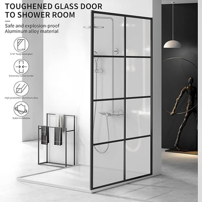 Shower Door Single Panel, Framed Tempered Glass Shower Door 34 * 76 Inch - Image 3