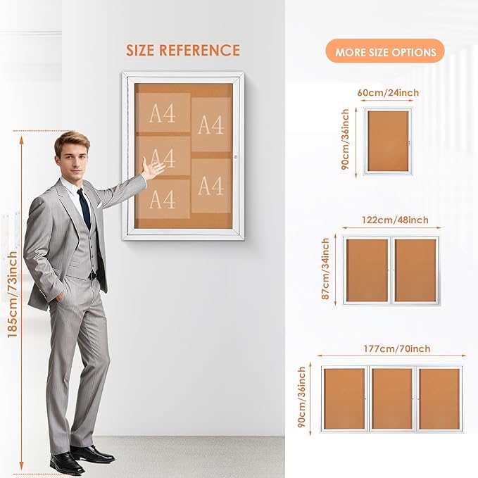 Outdoor Bulletin Board Weatherproof 48x34 in, Enclosed Bulletin Board - Image 3