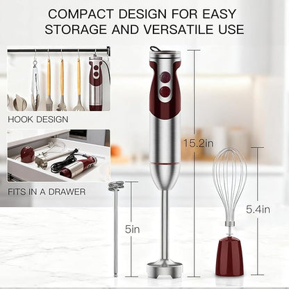 3- in-1 Immersion Hand blender, Powerful MOTOR & Stainless Steel Stick Blender - Image 5