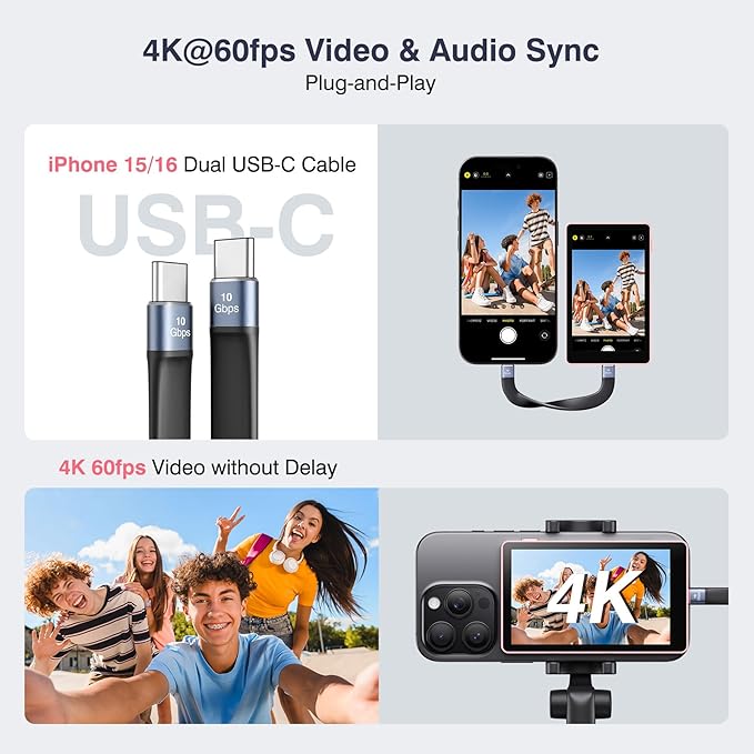 Vlog Selfie Monitor Screen, Magnetic Phone Vlog Selfie Monitor Screen 4K 60fps - Image 2