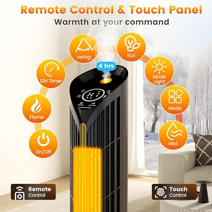 Auertech 28" Space Heater with Humidifier & LED Lights, 3 in 1 Electric Space - Image 2