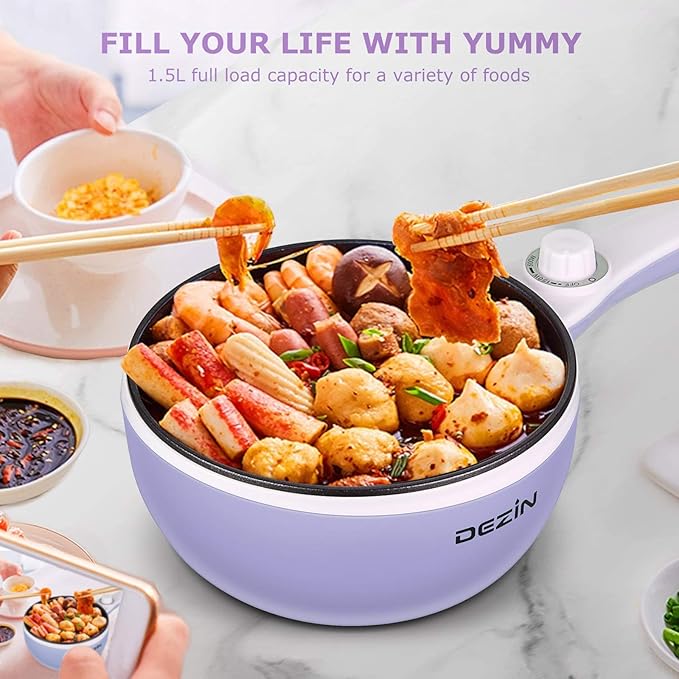 Dezin Hot Pot Electric Upgraded, Non-Stick Sauté Pan, Rapid Noodles Electric Pot - Image 9
