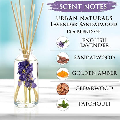 Urban Naturals Lavender Sandalwood Essential Oil Reed Diffuser Set - Image 3