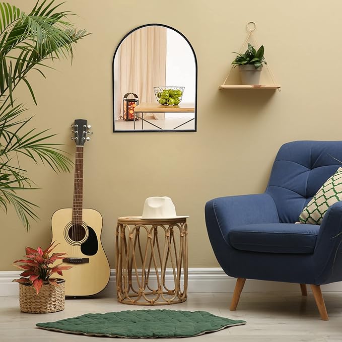 Small Black Arch Mirror Wall-Mounted 10x13 inch Arched Mirror - Image 5