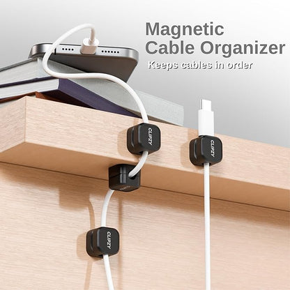 Clipzy 6 Pack Magnetic Cable Clips & Cord Holder, Under Desk Cable Management - Image 2