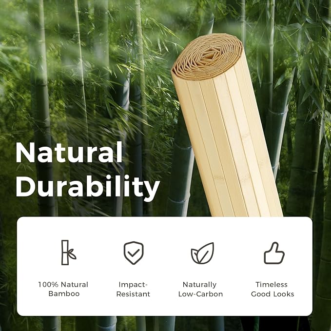 OUZUGIE 2 Pack 96x48 Inch Natural Bamboo Wall Panel – Raw Pole Wrap Paneling - Image 7